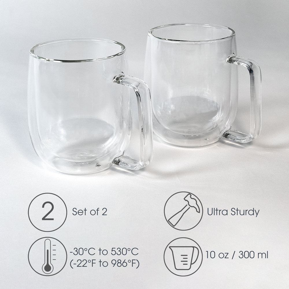 Double-Wall Insulated Glass Mugs (2)